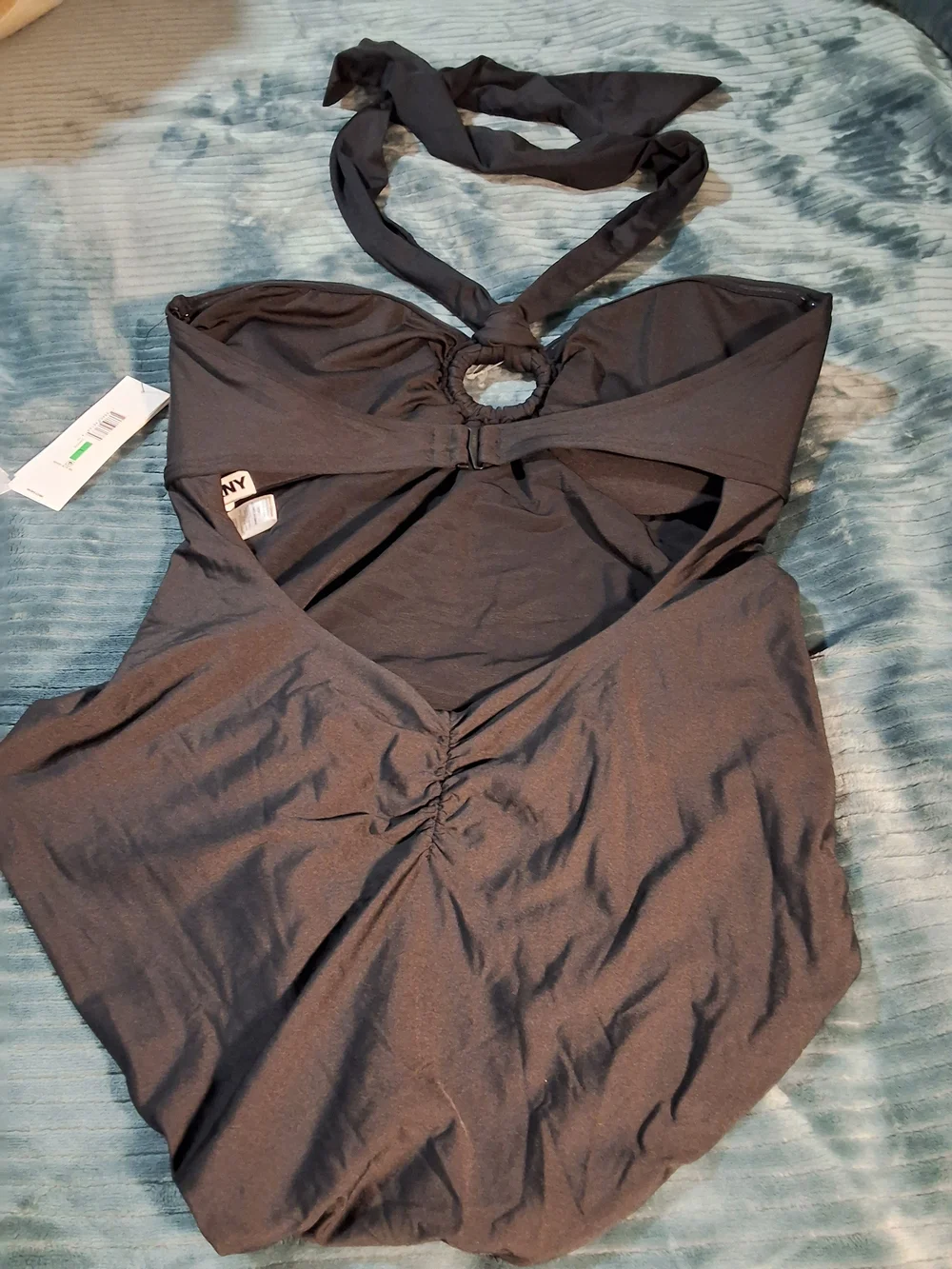 DKNY O-Ring One Piece Swimsuit Black Large - Picture 2 of 7